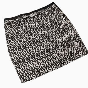 MARIO SERRANI Italy | Black and White Print Cotton Stretch Skirt | XL